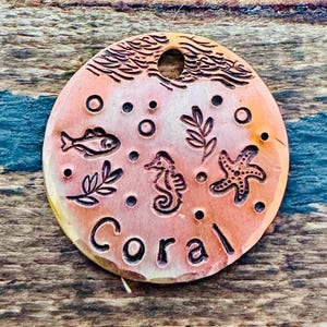 Médaille pour chien | Médaille poisson corail | Médaille pour animal de compagnie | Médaille personnalisée pour animal de compagnie | Médaille pour chien | Médaille pour chien personnalisée | ID d'animal de compagnie | Étiquettes pour collier | Étiquette estampée à la main