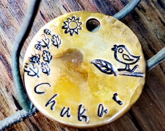 Personalized Bird Dog Tag: Antique Brass Pet ID