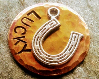 Personalized Pet Tag: Brass Horseshoe Dog Collar ID