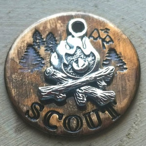 Personalized Campfire Pet ID Tag: Antique Brass Dog Collar Tag