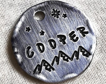 Personalized Mountain Pet Tag: Brushed Antique Aluminum Dog ID