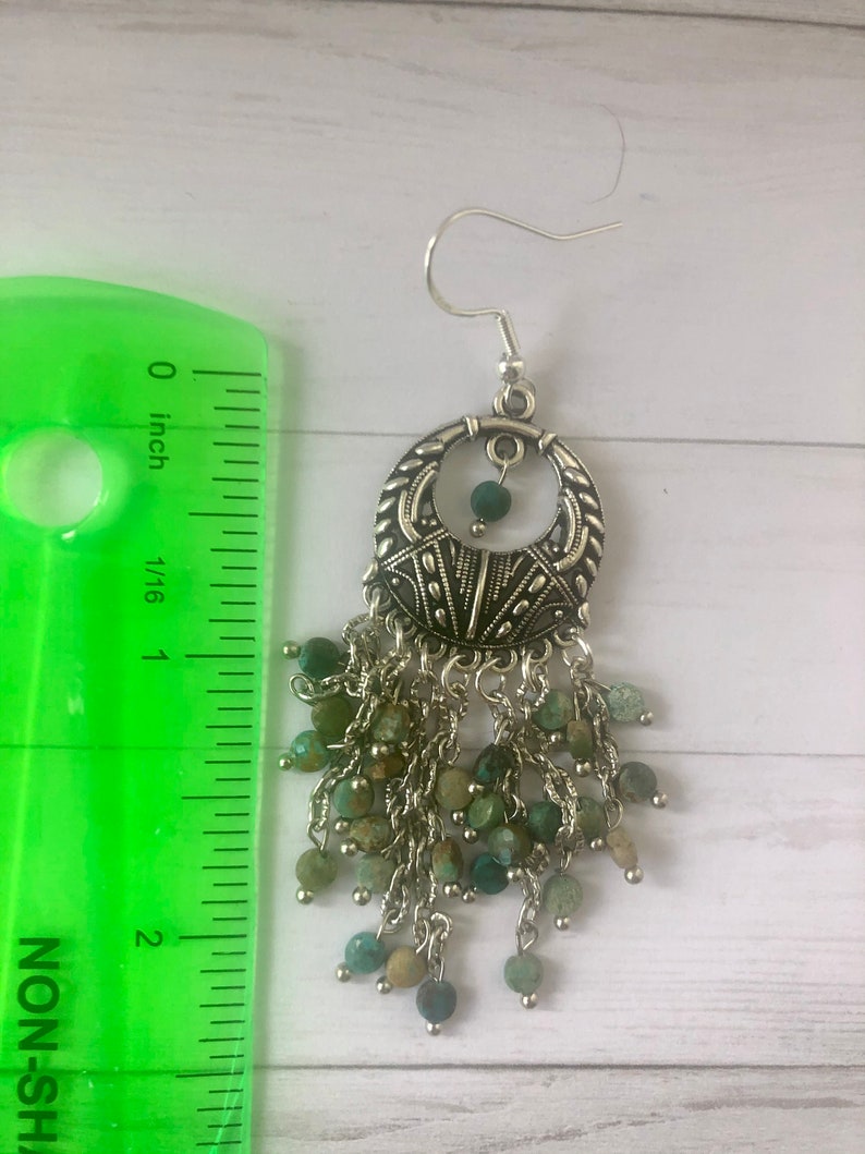 Turquoise Dangle Earrings; Chandelier Earrings; Long Turquoise earrings; Stocking Stuffer; Statement earrings