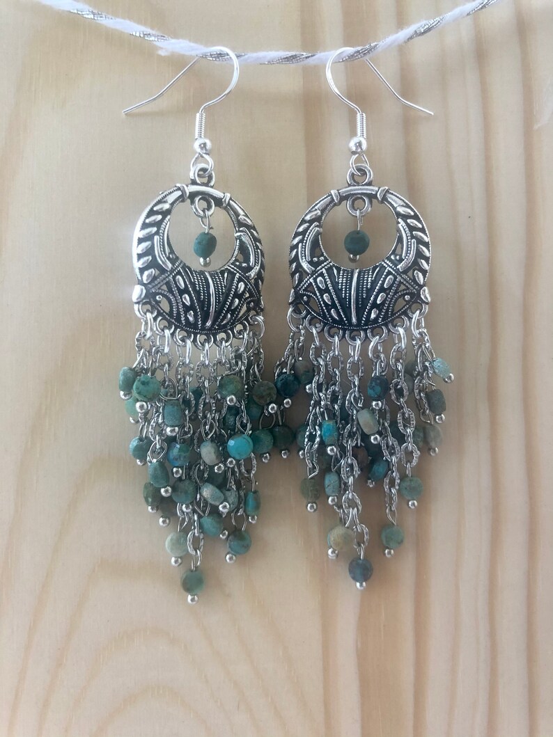 Turquoise Dangle Earrings; Chandelier Earrings; Long Turquoise earrings; Stocking Stuffer; Statement earrings