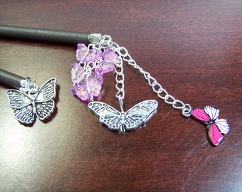 Butterfly Mix Charms Hair Sticks Handmade  | Chopstick | Hairsticks | Bun Holder | Long Hair Accessories | Hair Jewelry | Gift for Her