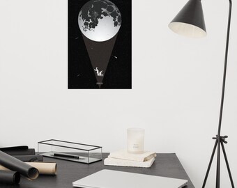 The Astronaut from the Moon Art Print Poster Illustration Decor Modern Art Hanging Decor Indoor Minimalist Galaxy Universe