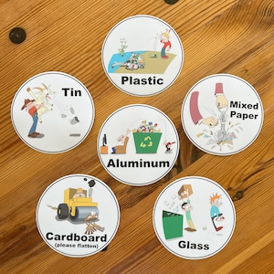 Decalques de reciclagem de 5" (conjunto de 6 ou adesivos individuais)