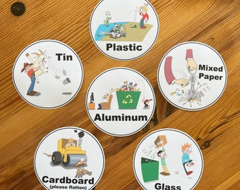 Recycle Decals 5" (Set of 6 or Individual Stickers)