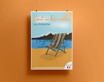 Affiche Canet-en-Roussillon | Poster vintage ville Canet-en-Roussillon| Décoration Maison | Cadeau