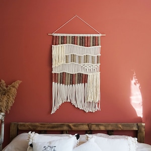 Colorful Macrame Weaving Wall Hanging, Hand Woven Tapestry Wall Hanging, Large Macraweave, Contemporary Fiber Art, Boho Wave Wall Decor
