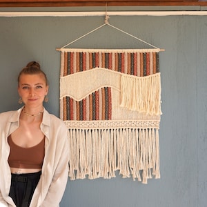 Modern Macrame Wall Hanging, Macrame Headboard, Colorful Fiber Art, Woven Wall Hanging Tapestry, Boho Wall Decor