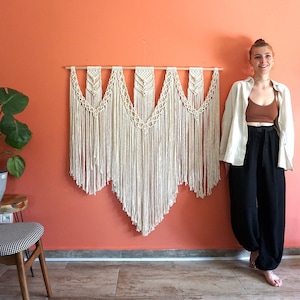 Extra Large Macrame Wall Hanging, Woven Tapestry, Bohemian Decoration, Boho Wall Decor, Macrame Headboard, Above Bed Wall Art, Macrame Mural