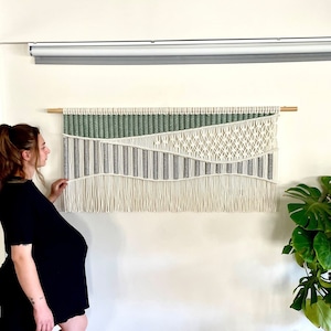 Large Macrame Wall Hanging, Modern Hand Woven Tapestry, Weaving Wall Decor, Boho Fiber Art, Crochet Wave Wall Hanging