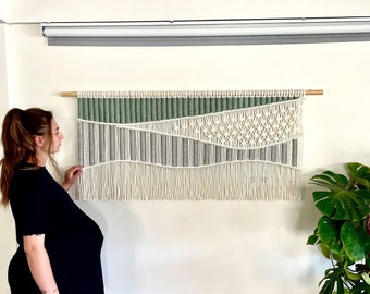 Large Macrame Wall Hanging, Modern Hand Woven Tapestry, Weaving Wall Decor, Boho Fiber Art, Crochet Wave Wall Hanging