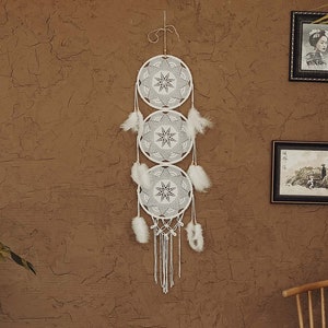 Macrame Dreamcatcher Wall Hanging, Boho Long Wall Art, Bohemian Home Decoration