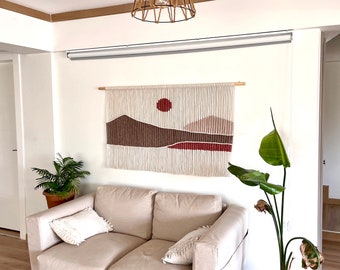 Large Macrame Wall Hanging, Southwestern Landscape Hand Woven Tapestry, Weaving Wall Hanging, Mid Century Modern Fiber Art,  Boho Wall Decor