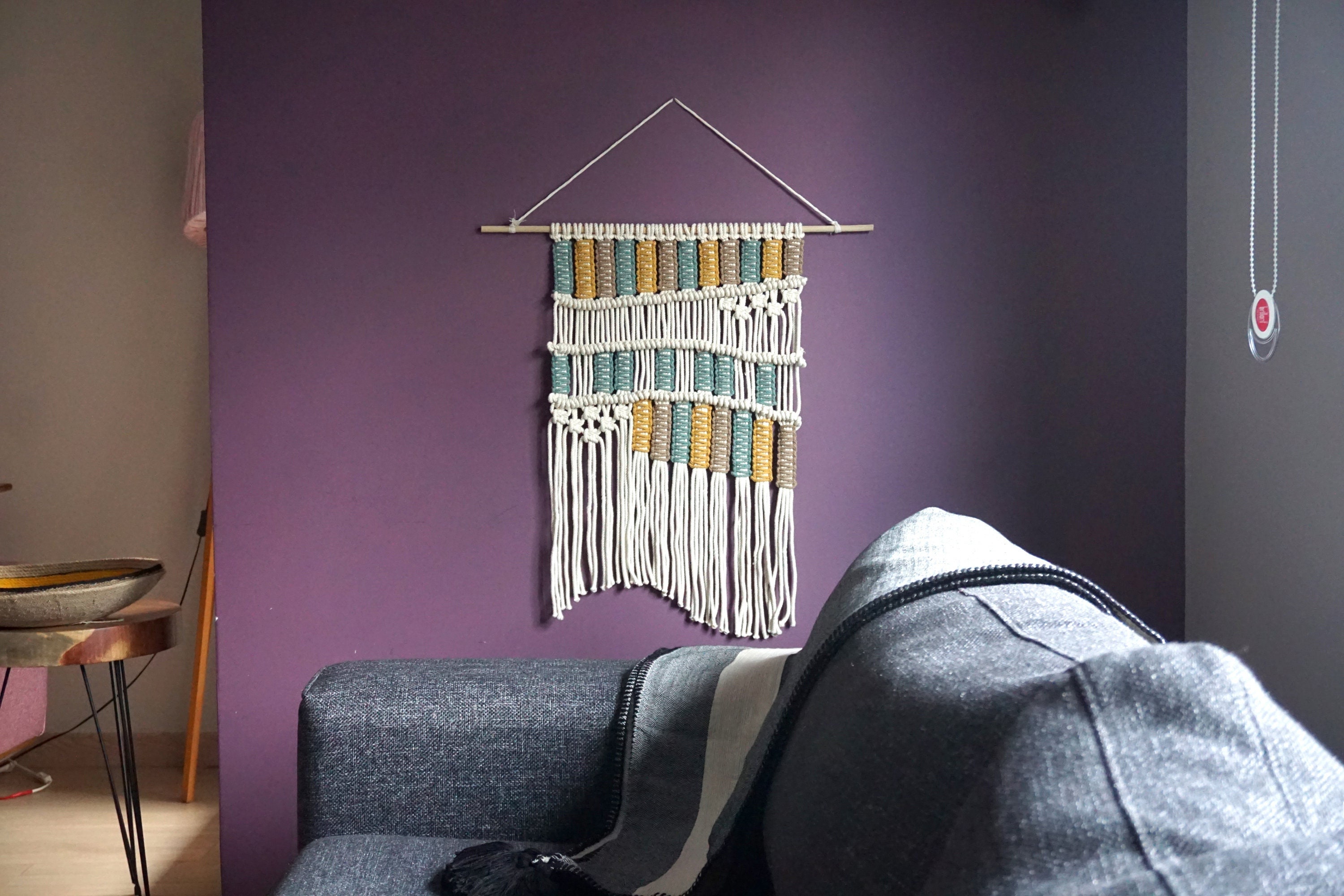 Small Macrame Wall Hanging, Mini Woven Tapestry Wall Hanging, Contemporary Weaving Macraweave, Wave Fiber Art, Colorful Boho Wall Decor