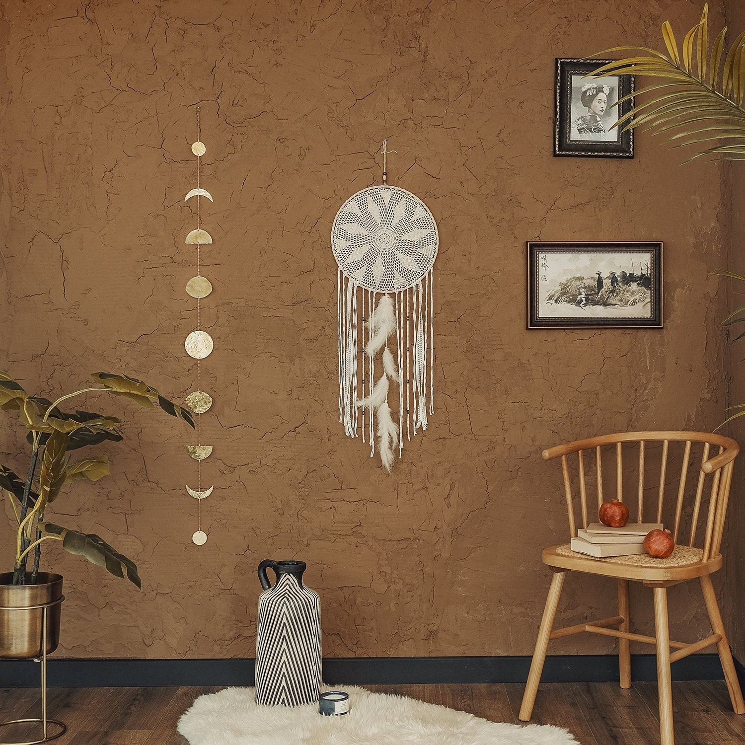 Elegant Doily Dreamcatcher Wall Hanging, Holiday Gifts, Boho Feather Home Decor, Bohemian Decoration