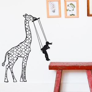 Giraffe Metal Wall Art, Free girl Metal art, Metal Wall Sign, Giraffe Wall Decor, Game room Wall Art, Kids Wall Decor, Gift nNwborn