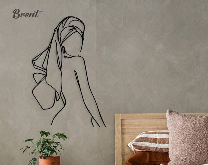 Women Metal Wall Decor, Minimalist Line Art, Minimalist Female Body Wire Art, Modern Bedroom Wall art, Gift for her, Metal Wall Art