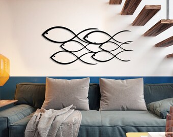 Metal Fish Wall Art, School of Fish Metal Wall Art, Coastal Wall Decor, Bathroom Wall Decor, Nautical Wall Decor, Beach Wall Art, Wall decor