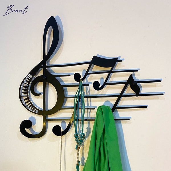 Porte-manteau note de musique, cintre note de musique, sac pour chapeau, crochet mural et organiseur de suspension, porte-manteau mural, décoration intérieure, cadeau pour la maison