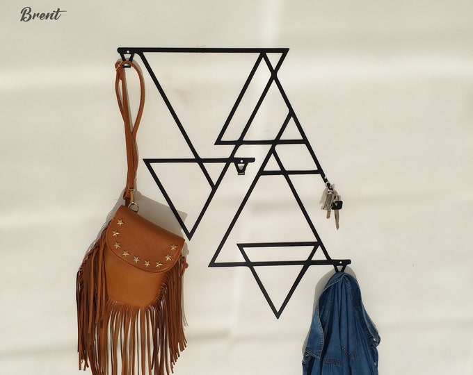 Triangular prism Metal Hooks, Wall decor, Triangles Coat Hanger, Housewarming gift, Wall Mounted Coat Rack, Home decor, Home gift