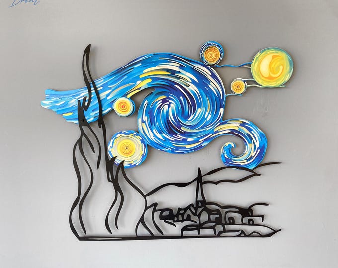 Van Gogh The Starry Night Wall Art  - Metal Wall decor, Home decor, Metal wall art, Birthday Gift, Home Decor, Painting metal wall art
