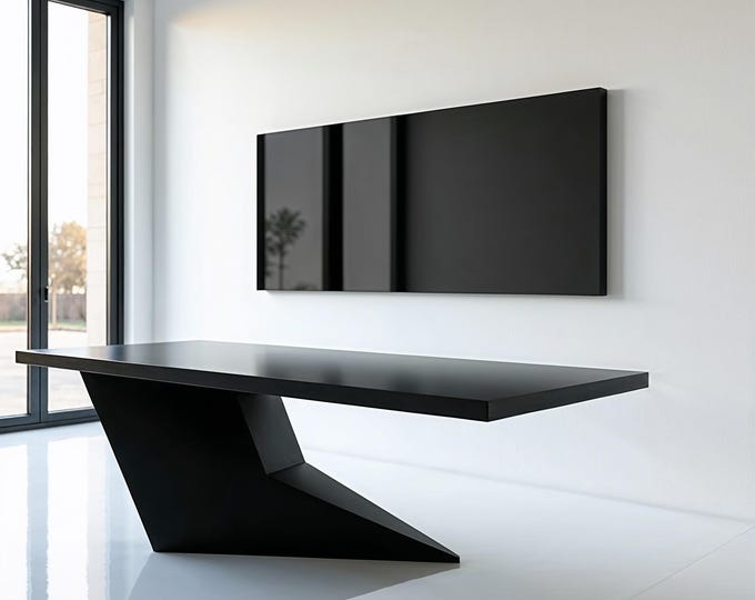 Futuristic Metal Table | Geometric Black Design | Dining Table | Contemporary Furniture Piece | Futuristic Table Design |  Modern Home Decor