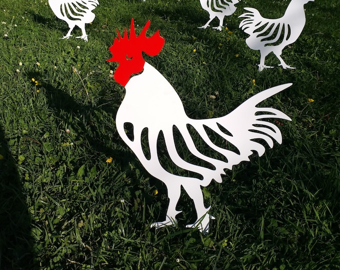 Metal chicken, Garden Stakes, Farm Animals, Rooster, Steel chicken Decoration, Garden decor, Yard Stake home decor
