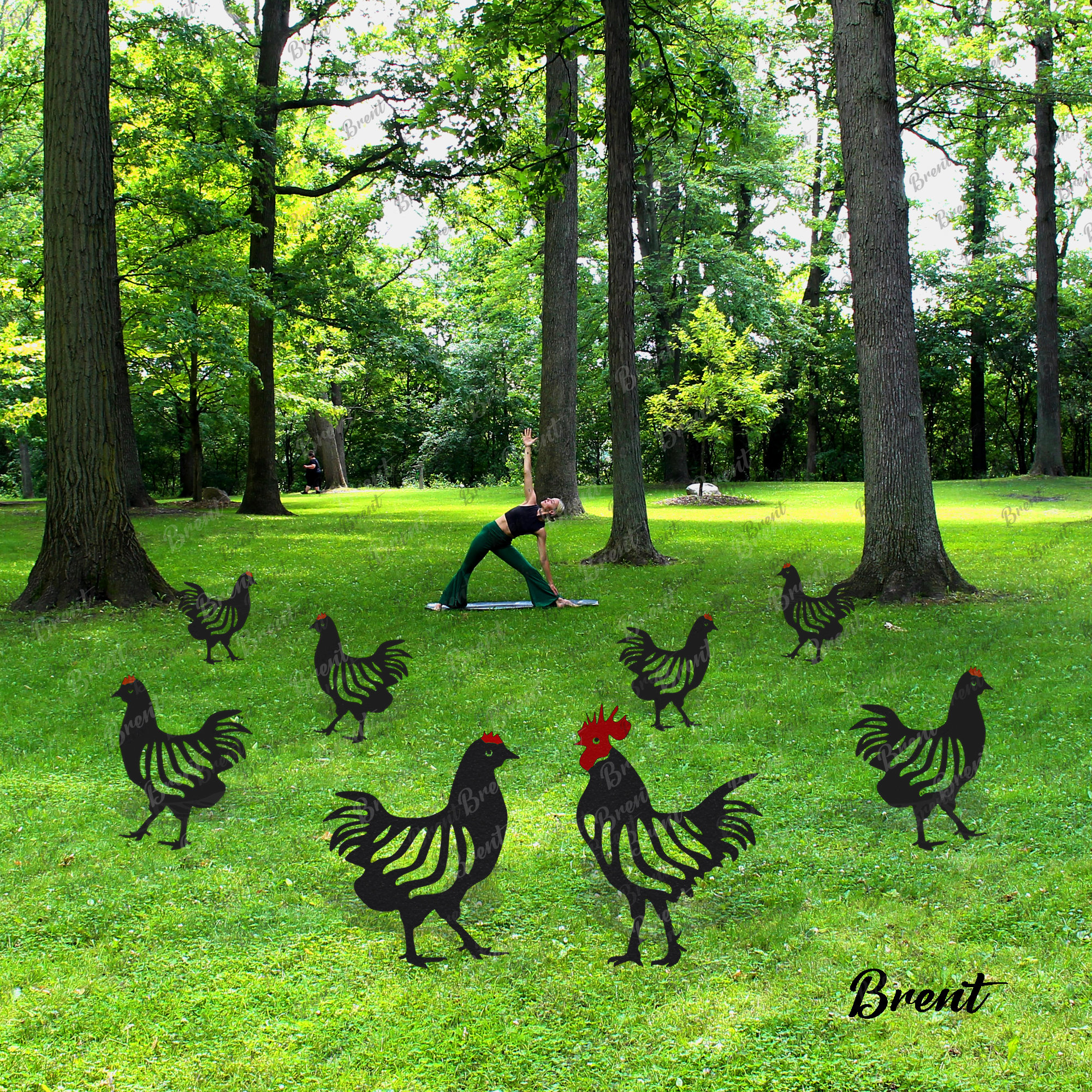 Metal Chicken Garden Stakes Farm Animals Metal Rooster Etsy