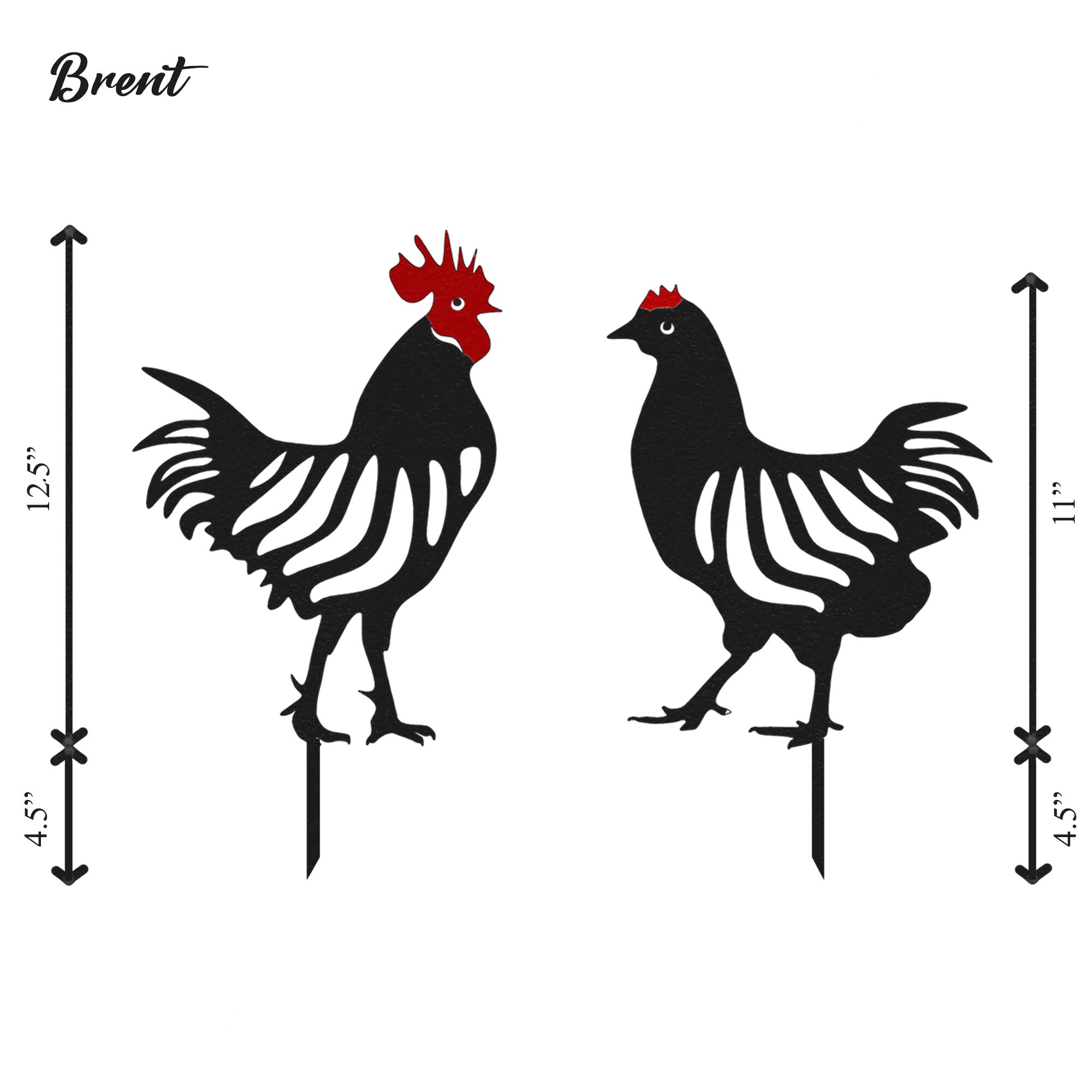 Metal Chicken Garden Stakes Farm Animals Metal Rooster Etsy