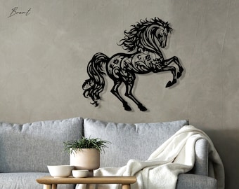 Arte de pared de caballo de metal, colgantes de pared de caballo rampante, arte de pared de metal, decoración de pared de metal, arte de pared de habitación, decoración del hogar, regalo de cumpleaños, regalo de hombres