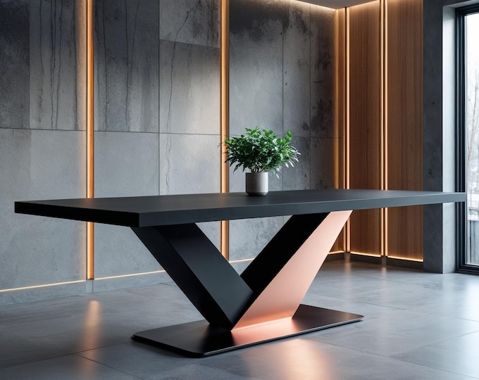 HIPER V Table - Handmade Table - Iron and Copper Leg, Futuristic Table, Living Room Decor, Modern Design, Kitchen Table, Luxury Table