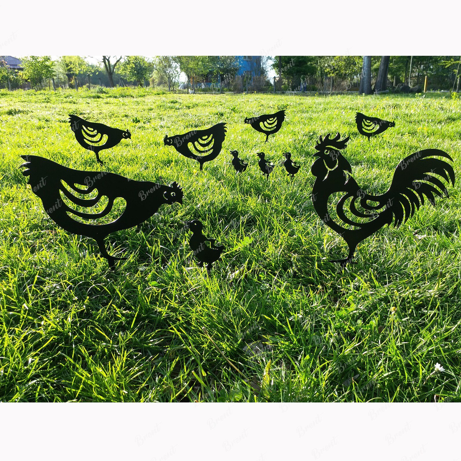 Metal chicken Garden Stakes Farm Animals Rooster Cockerel Etsy