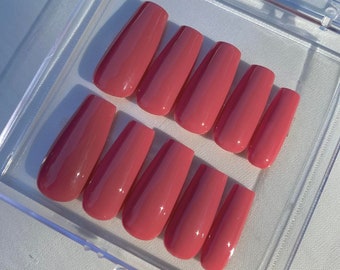 Dusty Rose Long Coffin Press Ons