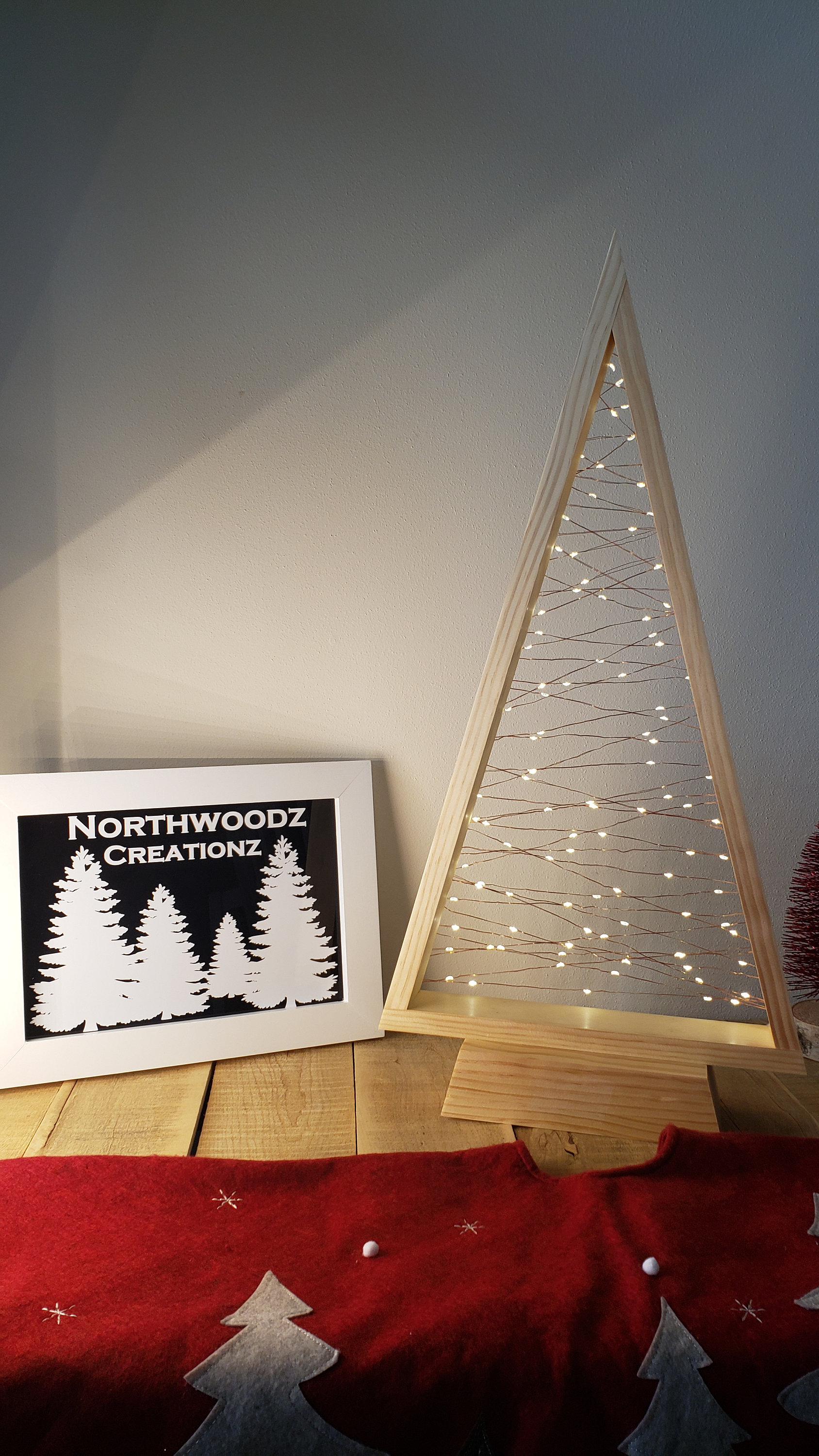 LED Light up Wood Christmas Tree, Pine Wood Tree, Christmas Decor, Christmas Lit Tree, Christmas