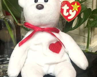 SUPER RARE Retired Ty Beanie Baby Valentino Bear with 14 ERRORS - Brown Nose