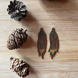 Earrings, Beaded Fringe Earrings - Glass Bead Earring - Seed Bead Earring - Handmade Earrings - Drop Tassel - Poconos