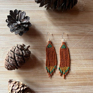 Earrings, Beaded Fringe Earrings - Glass Bead Earring - Seed Bead Earring - Handmade Earrings - Drop Tassel - Poconos