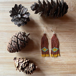 Earrings, Beaded Fringe Earrings - Glass Bead Earring - Seed Bead Earring - Handmade Earrings - Drop Tassel - Glacier Mini