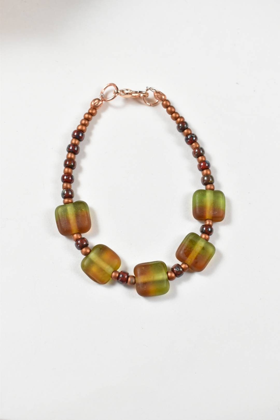 Copper and Olive Green Gradient Bracelet Etsy