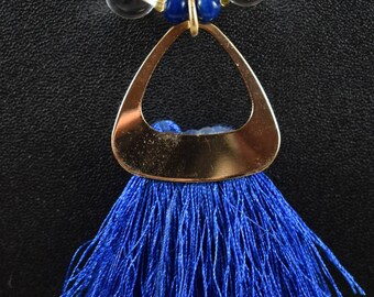 Clear, Blue And Gold Fashion Tassel Necklace