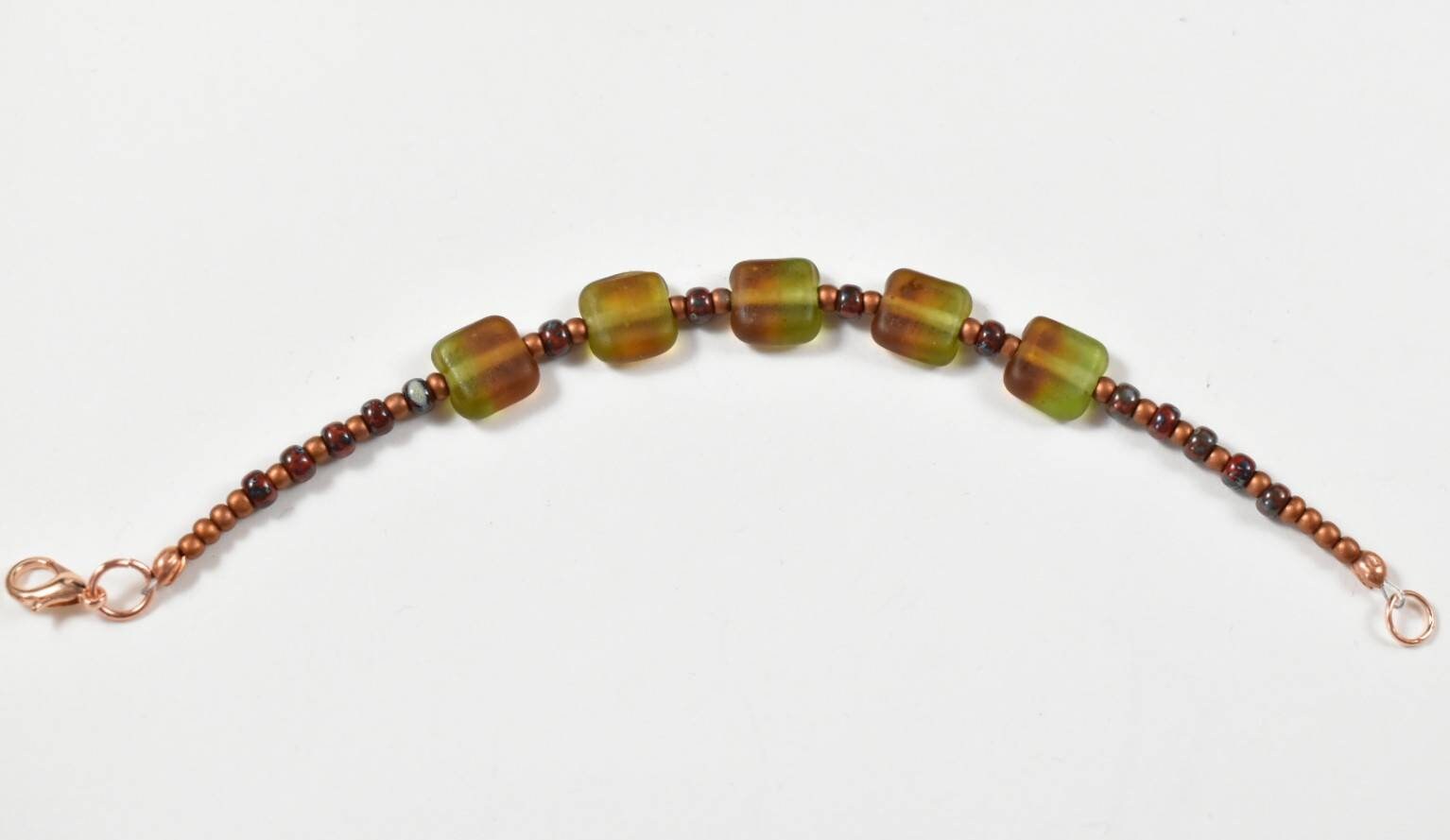 Copper and Olive Green Gradient Bracelet Etsy