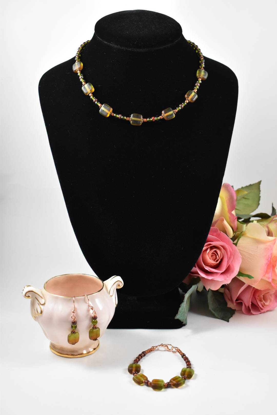 Copper and Olive Green Gradient Bracelet Etsy