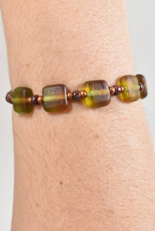 Copper and Olive Green Gradient Bracelet Etsy