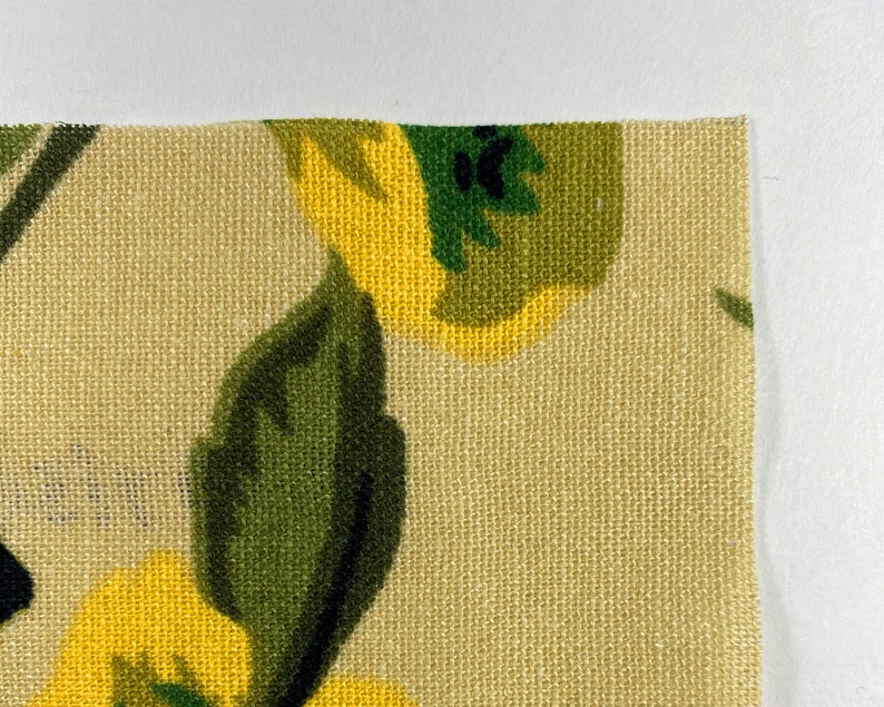 Yellow and Green Floral Print Linen Fabric Material Medium Etsy