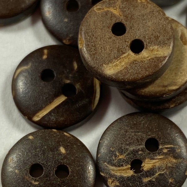 Coconut Shell Buttons 3/8'' | 10 Buttons for Sewing, Crafting and Doll Making | Natural Organic Eco Material | Fully Recyclable