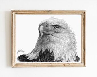 Adler Zeichnung Druck | Schwarz-weiß Vogel Poster | Vogelabbildung | Adler Geschenk | Adler Art | Adler Weihnachtsgeschenk
