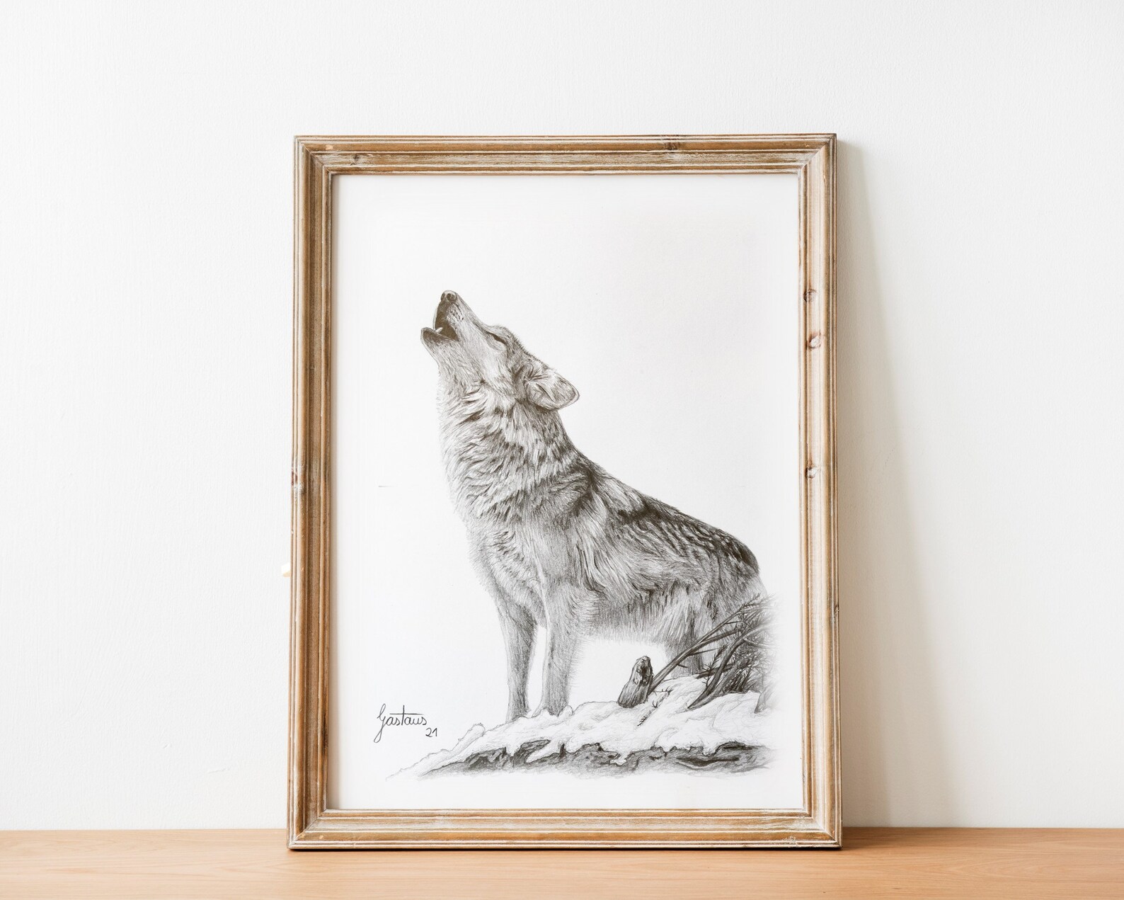 Wolf Wall Art Print Black and White Poster FineArt Pencil Etsy