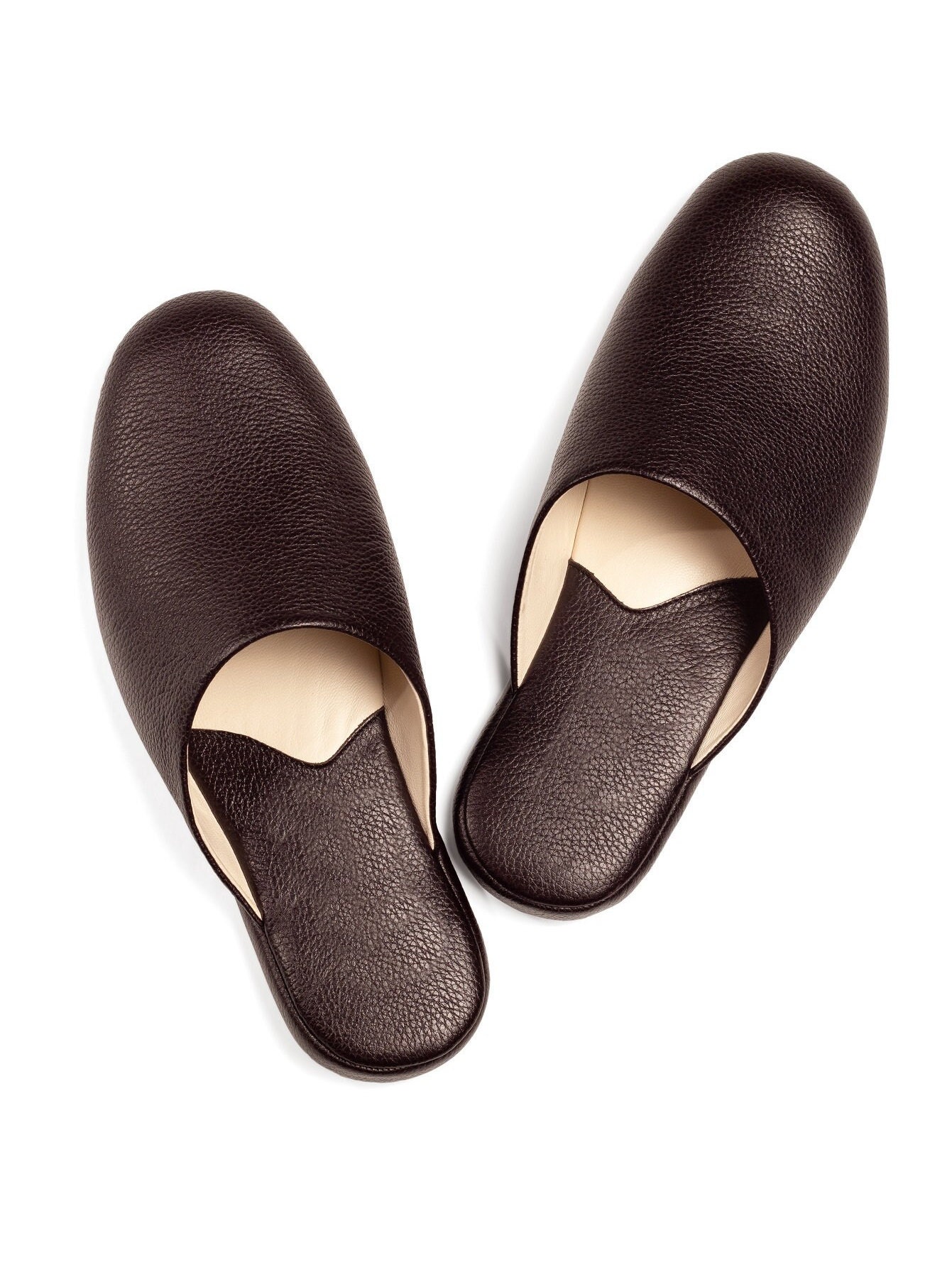 Mens leather shop fleece lined slippers